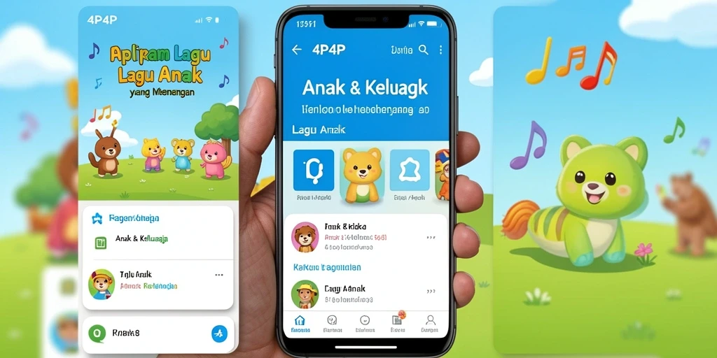 Tampilan antarmuka aplikasi 4P4P untuk lagu anak.