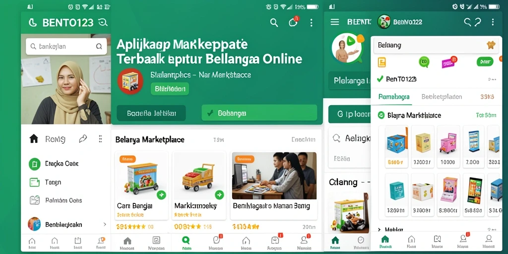 Tampilan antarmuka BENTO123 yang mudah digunakan untuk belanja online.