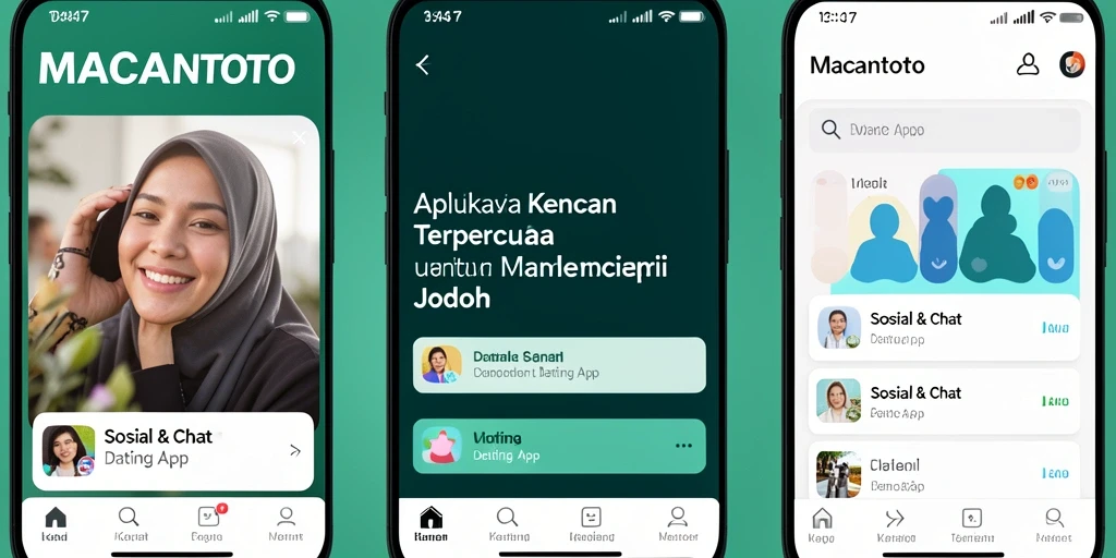 Tampilan antarmuka utama MACANTOTO untuk aplikasi Dating App yang menarik.