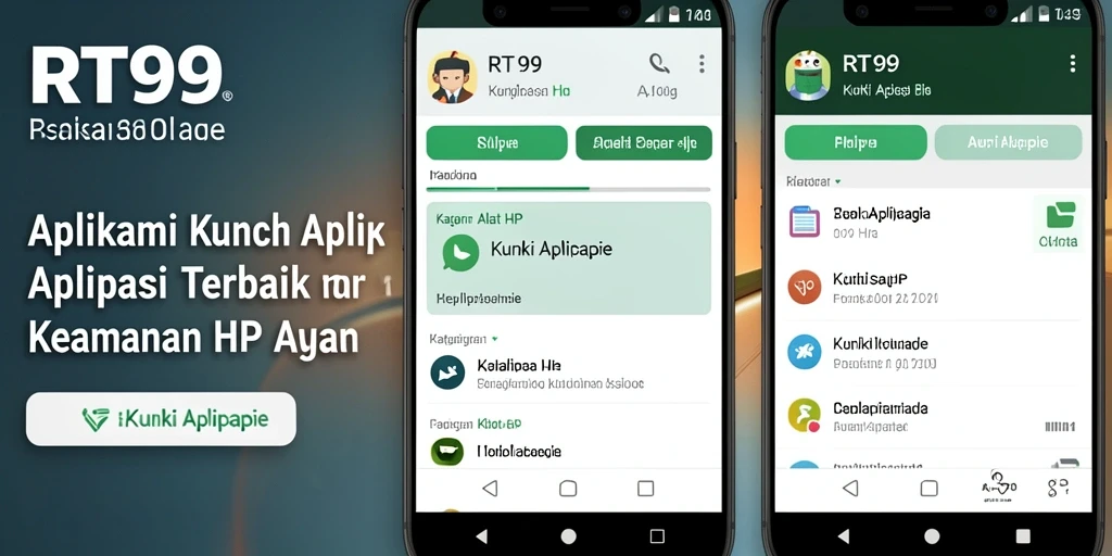 Tampilan antarmuka utama RT99 dengan kunci aplikasi dan pengaturan keamanan.